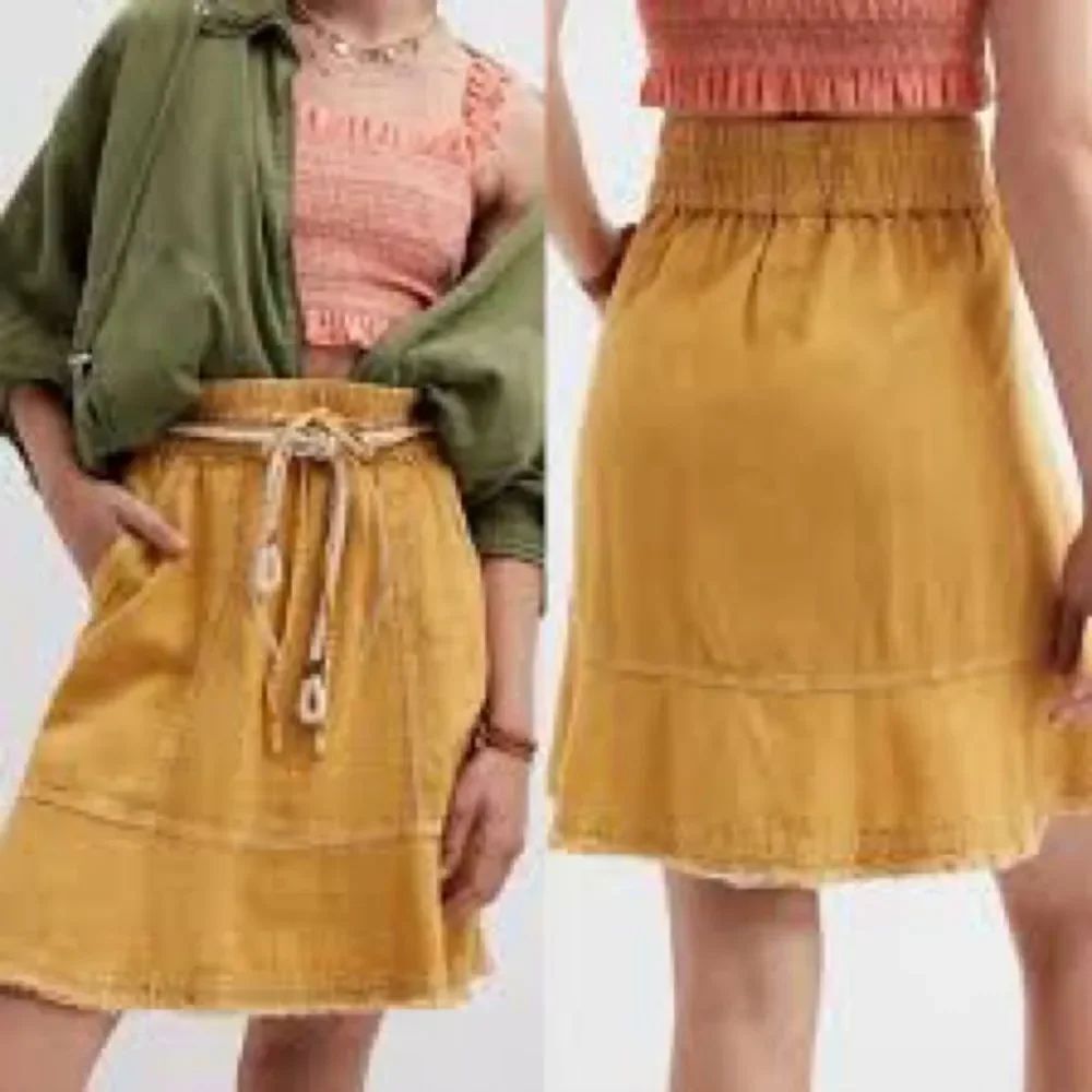 New Anthropologie Pilcro Elegant Tan A-Line Skirt boho Classic